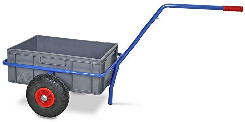 BRB Handwagen mit herausnehmbarem Kunststoffkasten 600x400x220 mm, pannensichere Reifen,Tragkraft 200 kg
