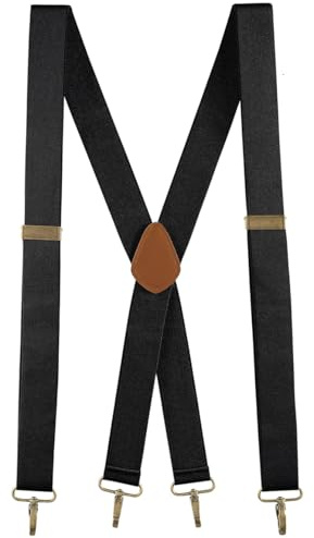 Buyless Fashion Suspenders for Men - 48 Adjustable Straps 1 1/4 - X Back with Metal Hooks - 5119-Black