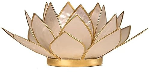 Capiz Lotus Atmospherisches Licht Perlmutt Goldrand - 13.5 cm
