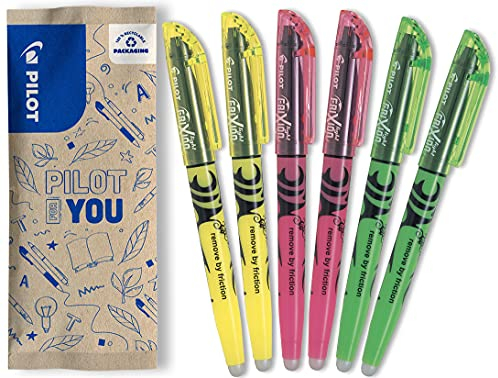 PILOT FriXion Light, radierbarer Textmarker, 6er Set (Neongelb, Neonpink, Grün)