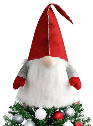 D-FantiX GNOME Weihnachtsbaum Topper, 63,5cm große rote Mütze schwedischen Tomte GNOME Weihnachtsschmuck Santa GNOME Plüsch skandinavischen Weihnachtsdekorationen Urlaub Home Décor