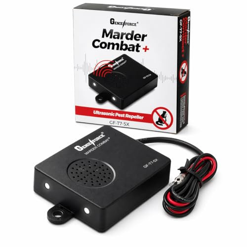 Genieforce® Marder Combat+ Marderschreck Marderschutz, Marderabwehr für den einfachen Einbau im Auto | Autobatterie Anschluß | Zum Einsatz im Motorraum - GF-T7-5X