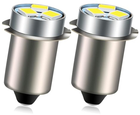 Ruiandsion 2pcs P13.5S LED Bulb 6V White 2835 3SMD Chips LED Bulb Upgrade for Flashlights Torch Lights,Non-Polarity