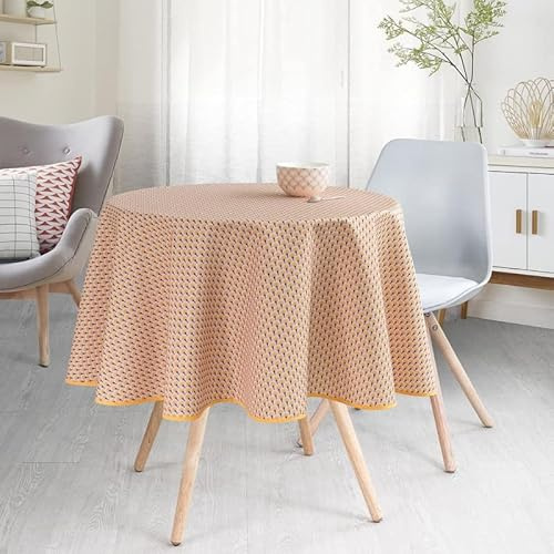 Villages de Provence - Nappe Antitache Ronde - Infroissable et 100% Polyester - Jaune - Ø 160 cm - Paon - 4/6 Couverts - Intérieur ou Extérieur - Table à Manger, Cuisine ou Jardin