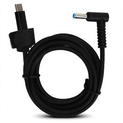 fasient1 Laptop Ladekabel, USB C auf 4,5 Mm Ladekabel Adapter, Typ C Stecker auf 4,5 X 3,0 Mm Rechtwinklig, Laptop Netzteil 3A 65W Schnellladeleitung, mit Kabelbinder, 1,5m / 4,9ft4.9
