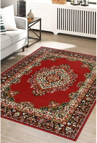 Modern Style Rugs Virtuoso Antique Traditional Medallion Stain Resistant Red Large Area Rug. Suitable for Bedroom, Living Room, Hallway, Study Room, Conservatory, Indoor Living Space Rug - 140x200 cm