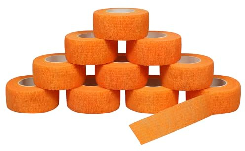 QiGui 10 Rouleaux Bande Cohésive Bandage Autoadhésif Cohésifs Sports Bande Auto-adhésif Elastiques Bandage Médical Bande Adhésifs Pansements Adhésifs pour Doigt Mains Pieds Poignets 2.5cm (Orange) | Bandage Cohésif Autoadhésif pour Premiers Secours Sport Quotidien, Humains et Animaux Chiens, Chat, Poignets, Doigt, Pied