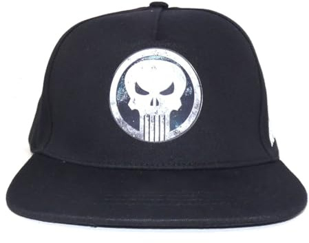 Punisher Logo Snapback Cap für Erwachsene/Jungen mit Logo Einheitsgröße Größe verstellbar Farbe Schwarz