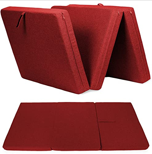 sunnypillow Premium Klappmatratze | 3-teilige Faltmatratze mit abnehmbarem Bezug | Schaumstoff extra dick 15cm | Matratze faltbar klappbar Gästematratze Reisematratze |