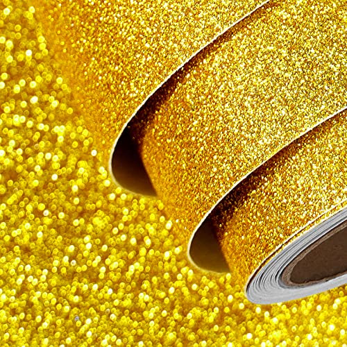 FunStick Tapete Gold Glitzer 40CM x 6M Selbstklebende Glitzerfolie Wand Plotter Folien Möbelfolie Sticker Deko