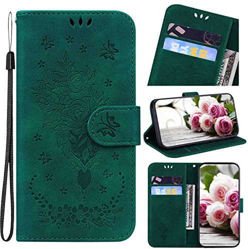 SHOYAO Étui portefeuille pour Apple iPod Touch 5 en cuir synthétique de qualité supérieure avec support de visionnage horizontal, cordon, maison, vert