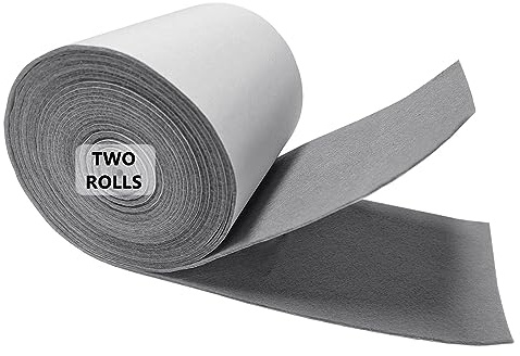 Jtnohx Filz Selbstklebend Filzrolle 10cmx2.5m Filzband Grau Filzstoff | 2 Rollen Selbstklebend Weich Filzstreifen Rückseite Kleber Filzgleiter für Basteln Bilderrahmen Möbel 1.4 mm dick(Grau)