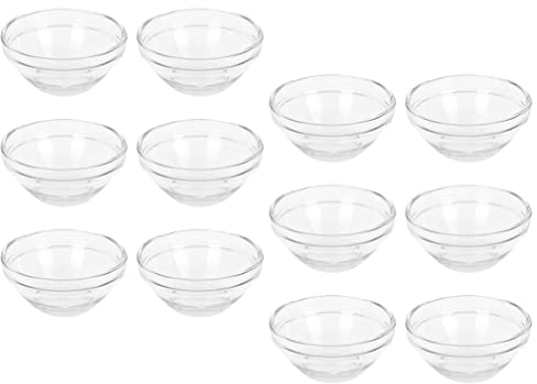 FRCOLOR 12Pcs Glass Facial Mask Bowls 2.4 Inch Clear Mixing Bowls for Essential Oils Spa Salon Home Use