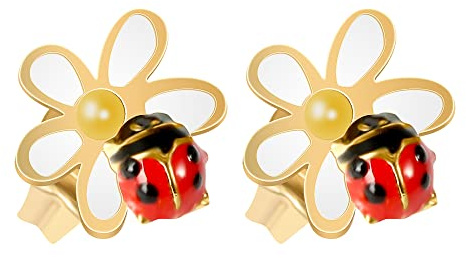 Akzent Florina Kinder-Ohrringe 333er 8 Karat Gold Marienkäfer Blume 5500122