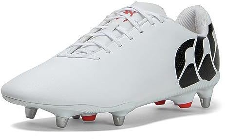 Canterbury Herren Speed Raze Soft Ground Rugby Boots | Faster Acceleration | Lightweight Precision Stiefel, Weiß/Schwarz/Rot
