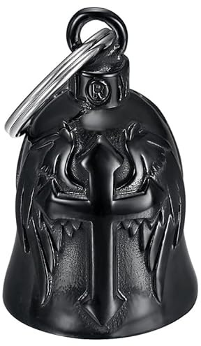 MOCY BELL - Clochette moto CROSS WINGS Porte-bonheur MOCY BELL Acier inoxydable Noir