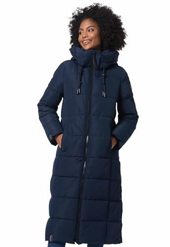 MARIKOO Damen Winterjacke Steppmantel lang gesteppter Mantel Winter Parka Jacke warm B985 [B985-Nadeshik-Navy-Gr.M]