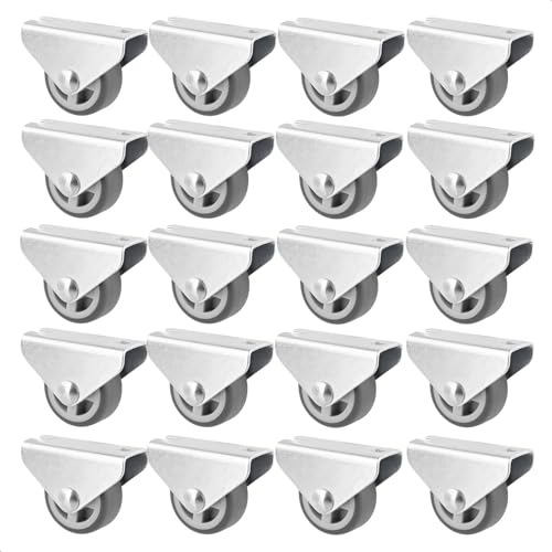 WAGNER Design Möbelrolle/Bockrolle 20tlg.- Durchmesser Ø 30 mm, Bauhöhe 35 mm, soft, Stahl verzinkt, grau, Anschraubplatte 20 x 45 mm, Tragkraft 45 kg - 02075620