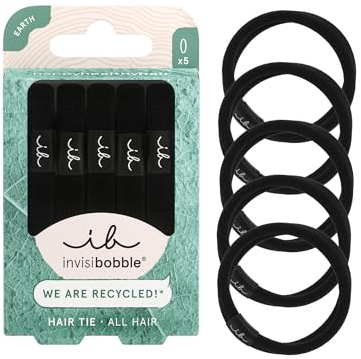 invisibobble 5 Haargummis Schwarz Damen & Mädchen | Zopfgummi Haarschonend | Haarband Anti Frizz & Ohne Abdruck | Stylischer Haargummi für jeden Haartypen | 5 Stück