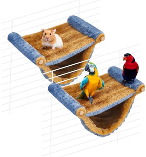Ribbonlic 2 Pcs Winter Warm Rat Hammock Double Layer Pet Ferret Hammock Hanging Soft Plush Guinea Pig Bunk Bed for Cage Sleep Chinchilla Squirrel Hamster Mice Birds Small Animals Hideaway Hideout