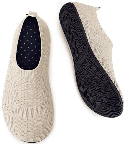 WateLves Barefoot Water Shoes for Women Men Travel Slippers Socks House Shoes Quick-Dry Aqua Socks for Beach Swim Pilates Yoga Dancing Camping Must Haves (Beige, 38/39)