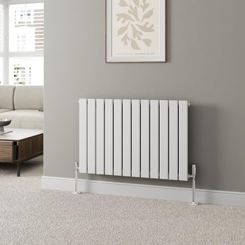 Radiant Living White Horizontal Radiator 600 x 908mm – Single Flat Panel Designer Radiator, High Efficiency Modern Steel Heating for Living Room & Bathroom