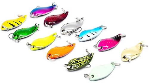 Mister Tackle Spoon Angelköder Forellenköder Forellenangeln Forellen Spoon Set - 12 Kunstköder inklusive Box