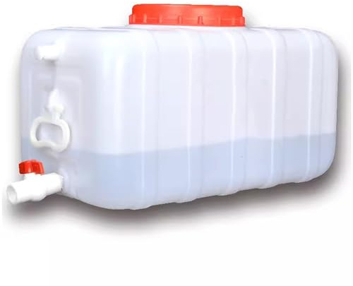 LJBD Tanica per Acqua con Rubinetto, Portatile Serbatoio Acqua Plastica Contenitore per Acqua Tappo Avvitabile per Viaggi Picni Campeggio Auto Emergenza(Size:80L,Color:Bianco)