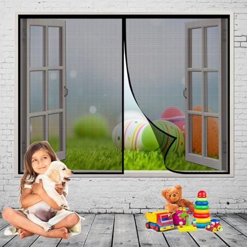 Fliegengitter Tür Moskitonetz Tür 45 x 110 cm Verschiedene Größen, Fliegengitter Tür Ist Ideal Insektengitter Lamellenvorhang Magnetvorhang für Wohnwagen, Wohnmobil Und Balkontür, Schwarz