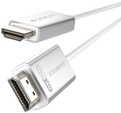 8K Fiber Optic HDMI 2.1 Cable 3M, 48Gbps Ultra-Flexible&Soft HDMI Cable, 8K@60Hz 4K@144Hz, eARC HDR10 4:4:4, HDCP 2.2/2.3, Dolby, 3D, VRR, Compatible with Latest Game Console/TV/HDTV/Blu-ray (White)