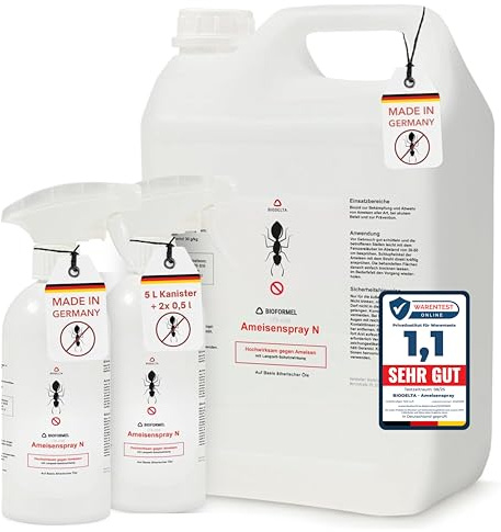 BIODELTA Ameisen-Bundle 2 x 500ml + 1x 5L - Anti Ameisenmittel zum Ameisen bekämpfen im Haus & Garten - Mittel gegen alle Arten von Ameisen - Langzeitwirkung - fleckenfrei