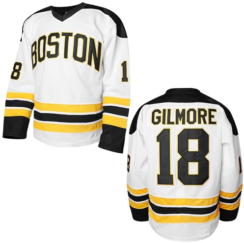 Happy Gilmore #18 Sandler 1996 Movie Ice Hockey Jersey Stitched Athletics Sports Shirt for Men Black White S-3XL (X-Large,18 Gilmore White)