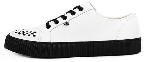 T.U.K. Ribbed Sole Creeper Sneaker - Mens and Womens Fashion Trainers - Skate, Punk, Rock and Goth Shoes in Leather, Suede and Canvas - Colour White - Size UK M6 / W7