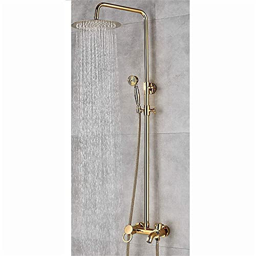 JDSHFEN Miscelatore Doccia Colonna Doccia Doccetta a Mano Set Doccia a Pioggia Serbatoio Sistema Doccia Oro,