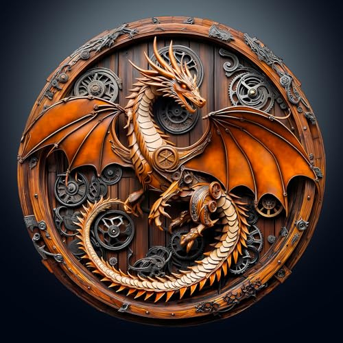 Holzpuzzle Erwachsene, Mechanischer Drache Puzzles, 34x33.8cm Wood Puzzle | Unregelmäßige Einzigartige Tierform, Holzpuzzles für Erwachsen, Wood Puzzle for Adults, Schön Geschenk für Familie Freunde