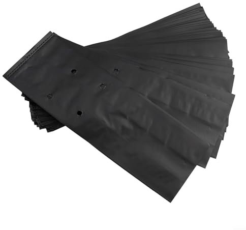 UTTASU Paquete de 100 bolsas gruesas de cultivo de 17 x 25 y 17 x 30 cm, macetas de plástico negro con agujeros de drenaje para verduras y flores