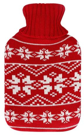 Bolsa de Agua Caliente 1,7L, Flexible, Forro Rojo, 20x32x4 cm, Ideal para Aliviar Dolores Musculares y Proporcionar Calidez.