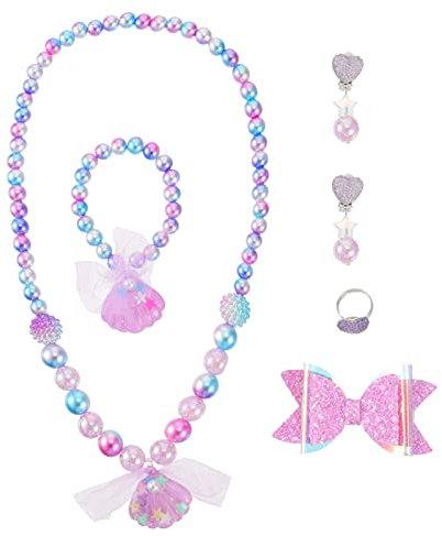 KONTONTY 6stücke Teiliges Set Mädchen Schmuckset Halskette Armband Für Mädchen Bunte Dekoration Für Partys Und Alltag Accessoires Für Kleine