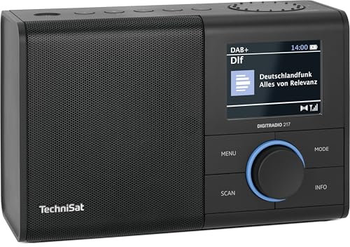 TechniSat DIGITRADIO 217 – Radio digitale DAB+ compatto e portatile (FM, display a colori, Bluetooth, tasti diretti, rete/batterie, doppia sveglia, memorie preferiti) nero