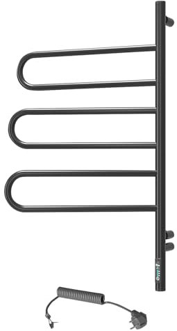 Elna Handtuchheizkörper 90W 835x460 mm – Elektro Badheizkörper Schwarz Matt – 3 Drehbare Stangen – Wandmontage – IP44 Schutz