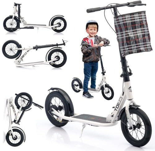 GHBXJX Roller 290mm Kick Scooter, mit Ständer Extra Breite Pedale,Höhenverstellbar Faltbare Cityroller Jugendliche & Erwachsene,Leicht nur 7kg Robuste für bis zu 100kg,Weiß