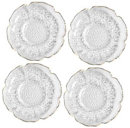 CIYODO 4piezas Bandejas De Vidrio Decorativas para Tazas De Té Posavasos para Hogar y Restaurantes