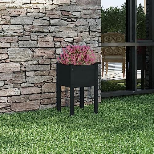 HaoChrymec Macetero Negro 40x40x70 cm, Madera Maciza de Pino, Jardinera Elevada, Huerto Urbano, Jardineras Exterior Balcón, Macetas Balcón
