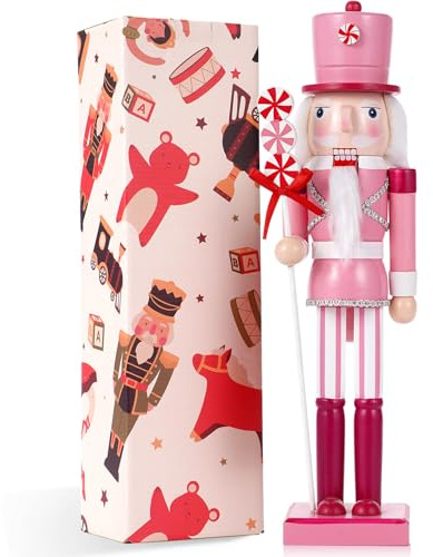 VorFor Candy Rightstick Schiaccianoci Natale,38CM Macron Soldatino Schiaccianoci Natale Decorazione,Legno Massiccio Natalizi Natale Accessori,Soldato Camino Decorazioni.