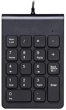Ronyme Tastiera numerica USB cablata 18 Tasti per Tastiera Portatile Multifunzione Leggera con tastierino numerico, Nero
