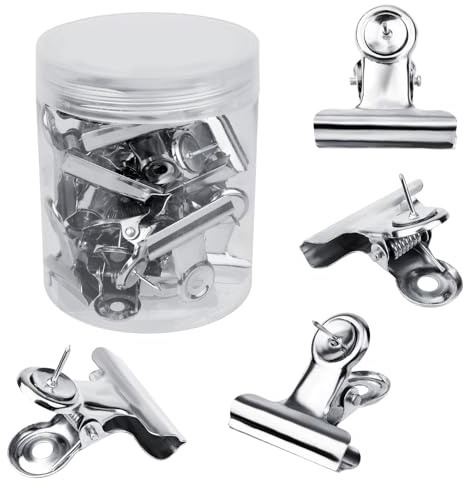 20 Stück Reißzwecken Clips, Robuste Reißnägel für Pinnwände Korktafeln Fotowände Korktafel Pins für Büros und Schulen (Silber)
