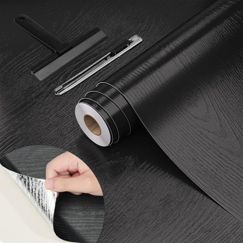 WADILE Peel and Stick Wood Grain Wallpaper 15.7x393.7 Waterproof Self Adhesive Contact Paper for Kitchen Backsplash Countertops Furniture Cabinets Walls – Removable Vinyl with Free Knife & Squeegee