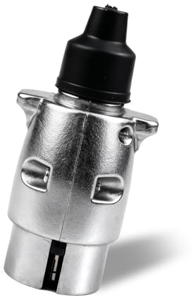 Prise Remorque 7 Broches en Aluminium – Prise Remorque 12V Robuste et Étanche, Durable, Parfaite pour Remorque Voiture, Camion, Caravanes et Tracteurs, Compatible avec Faisceau Remorque 7 Broches