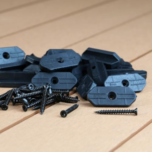 300 Stück WPC Clips, 8 mm Terrassenclips Befestigung Klammern für WPC Terrasssendielen, 8 mm Verbindungsclips + Schrauben TX15 (Edelstahl, Schwarz) 300 Stück