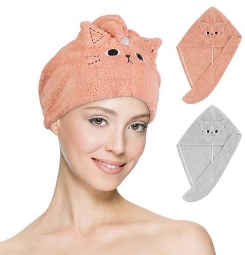 AUYAO Asciugamano in Microfibra per Capelli da Donna, Ragazza Asciugamani in Turbante, Super Assorbente, per Casa e Salon, Asciugamano per Asciugare per Donne Bambini Capelli Lunghi e Ricci